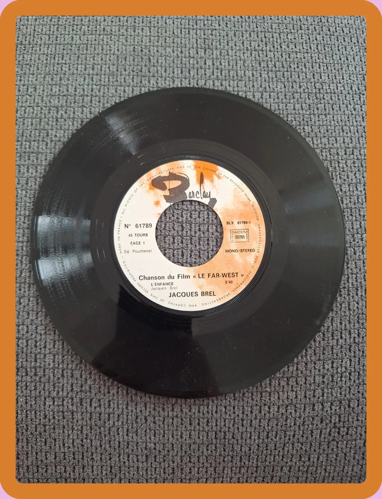 Disco de vinil Barclay 61 789 Jacques Brel – photo 4
